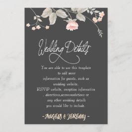 Elegante chic waterverf bloemige huwelijksreceptie kaart