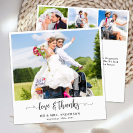 Elegante Chic Wedding Gepersonaliseerd 4 Fotocolla Bedankkaart