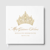 Elegante Chic White Gold Quinceanera Gastenboek (Voorkant)