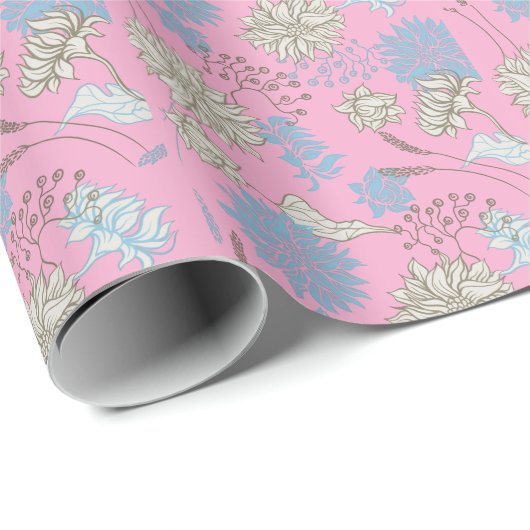 Elegante Chic Wilde Bloem Roze Cadeaupapier (Rol Hoek)