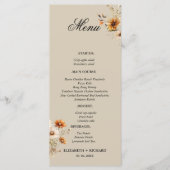 Elegante & Chic Wildflower Boheemse herfst bruilof Menu (Voorkant)