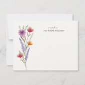 Elegante Chic Wildflower Note Kaart Notitiekaartje (Voorkant)