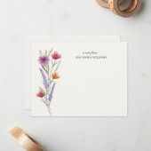 Elegante Chic Wildflower Note Kaart Notitiekaartje (Voorkant / Achterkant in situ)