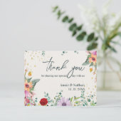 Elegante Chic Wildflowers Floral Wedding Bedankt Briefkaart (Staand voorkant)