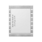 Elegante chic zilver wit gestreept 'Van het bureau Notitieblok (Linkerzijde)