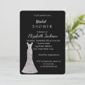 Elegante chic zilveren bruidsjurk douche kaart (Staand voorkant)
