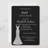 Elegante chic zilveren bruidsjurk douche kaart (Voorkant)