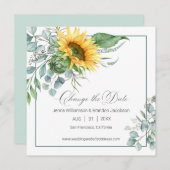 Elegante Chic Zonnebloem Eucalyptus Verander de Da Save The Date (Voorkant / Achterkant)