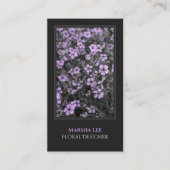 Elegante Chic Zwart en Paarse Foto Botanisch Visitekaartje (Voorkant)