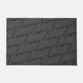 Elegante Chic Zwarte Grijze Vrolijke Script Letter Deurmat (Voorkant)