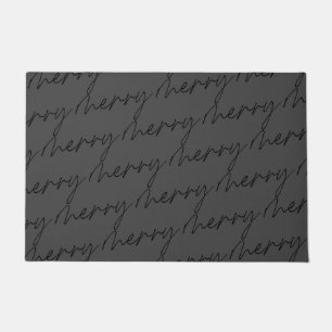 Elegante Chic Zwarte Grijze Vrolijke Script Letter Deurmat