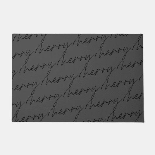 Elegante Chic Zwarte Grijze Vrolijke Script Letter Deurmat (Voorkant)