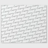 Elegante Chic Zwarte Witte Vrolijke Script Lettert Cadeaupapier (Vlak)