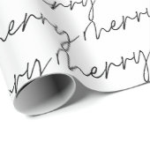 Elegante Chic Zwarte Witte Vrolijke Script Lettert Cadeaupapier (Rol Hoek)