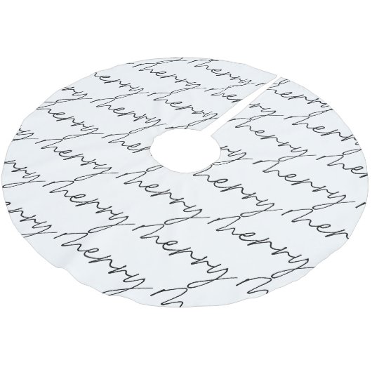 Elegante Chic Zwarte Witte Vrolijke Script Lettert Kerstboom Rok (Gekanteld)