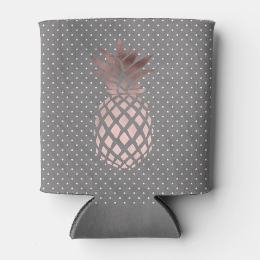 Elegante chick roos gouden ananas polka stippen blikjeskoeler (Voorkant)