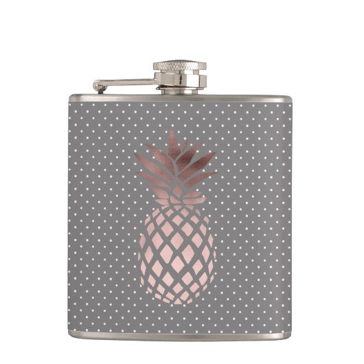 Elegante chick roos gouden ananas polka stippen heupfles (Voorkant)