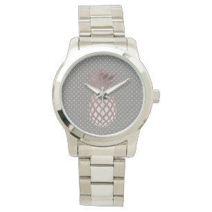 Elegante chick roos gouden ananas polka stippen horloge