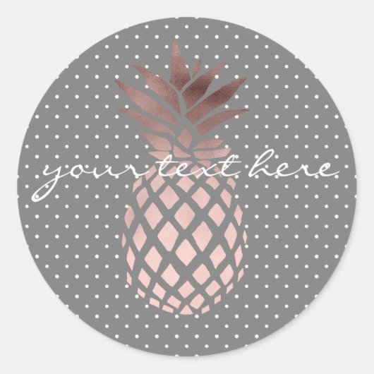 Elegante chick roos gouden ananas polka stippen ronde sticker (Voorkant)