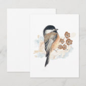 Elegante Chickadee Waterverf Note Kaart (Voorkant / Achterkant)