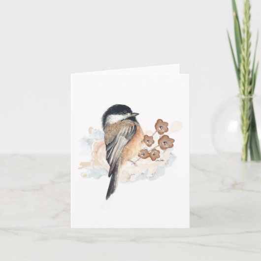 Elegante Chickadee Waterverf Note Kaart (Voorkant)