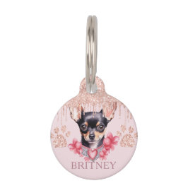Elegante chihuahua Hond met Glitter Gepersonalisee Huisdierpenning