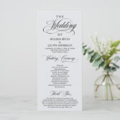 Elegante Chill Grey Script Trouwceremonie Programmakaart (Staand voorkant)