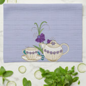 Elegante China Tea Set met paarse bloemen Theedoek (Gevouwen)