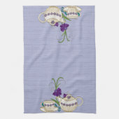 Elegante China Tea Set met paarse bloemen Theedoek (Verticaal)