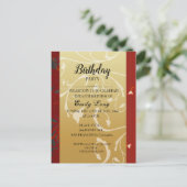 Elegante Chinese chrysanthemum verjaardagsuitnodig Briefkaart (Staand voorkant)