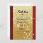 Elegante Chinese chrysanthemum verjaardagsuitnodig Briefkaart (Voorkant / Achterkant)