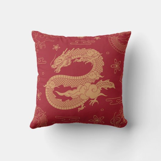 Elegante Chinese Dragon Velvet Effect Kussen (Achterkant)