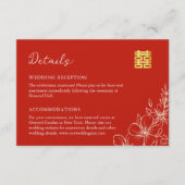 Elegante Chinese huwelijks bloemenschrift rode det Informatiekaartje (Voorkant)