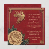 Elegante Chinese Levendig Rood Kaart (Voorkant / Achterkant)