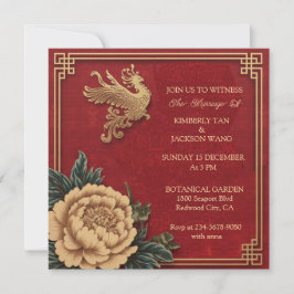 Elegante Chinese Levendig Rood Kaart