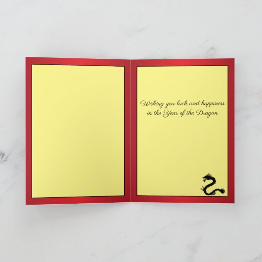 Elegante Chinese Nieuwjaar Dragon Gold Lanterns Feestdagen Kaart (Binnen)
