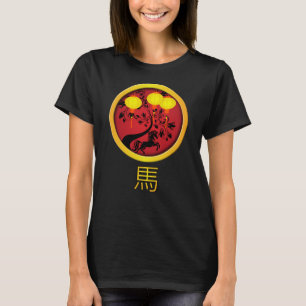 Elegante Chinese Nieuwjaar paard gouden lantaarns T-shirt