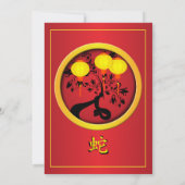 Elegante Chinese Nieuwjaar Slang Gouden Lantaarns Kaart (Achterkant)