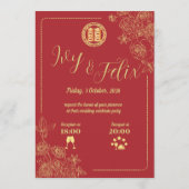 Elegante Chinese-stijl trouwuitnodiging  Kaart (Achterkant)