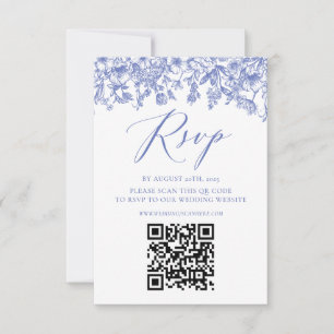 Elegante Chinoise Dusty Blue Floral RSVP-kaart Kaart
