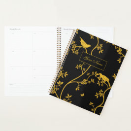 Elegante Chinoiserie Biedt in Goud en Zwart Planner