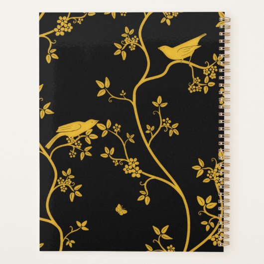 Elegante Chinoiserie Biedt in Goud en Zwart Planner (Achterkant)