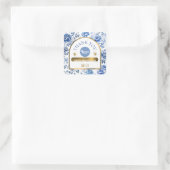 Elegante chinoiserie blauw bloemen sticker (Tas)