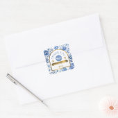 Elegante chinoiserie blauw bloemen sticker (Envelop)