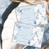 Elegante Chinoiserie Blauw en Wit Bloemen Bruiloft RSVP Kaartje