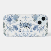 Elegante Chinoiserie Blauw Toile iPhone 15 Case (Achterkant horizontaal)