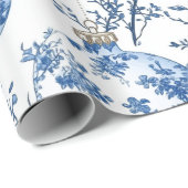 Elegante Chinoiserie Blauw & Wit Ornament Cadeaupapier (Rol Hoek)