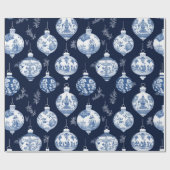 Elegante Chinoiserie Blauw & Wit Ornament Cadeaupapier (Vlak)