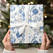 Elegante Chinoiserie Blauw & Wit Ornament Cadeaupapier