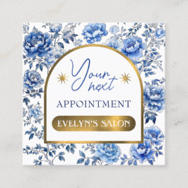 Elegante chinoiserie blauwe bloemen afspraak kaart vierkante visitekaartje